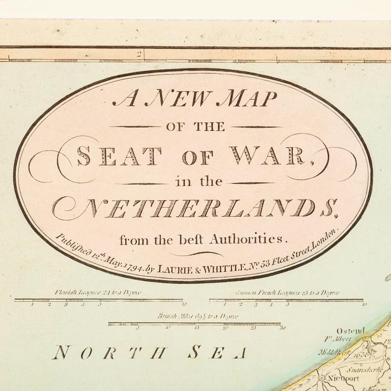 KARTA, "Seat of War in the Netherlands" Robert Laurie & James Whittle, 1794.