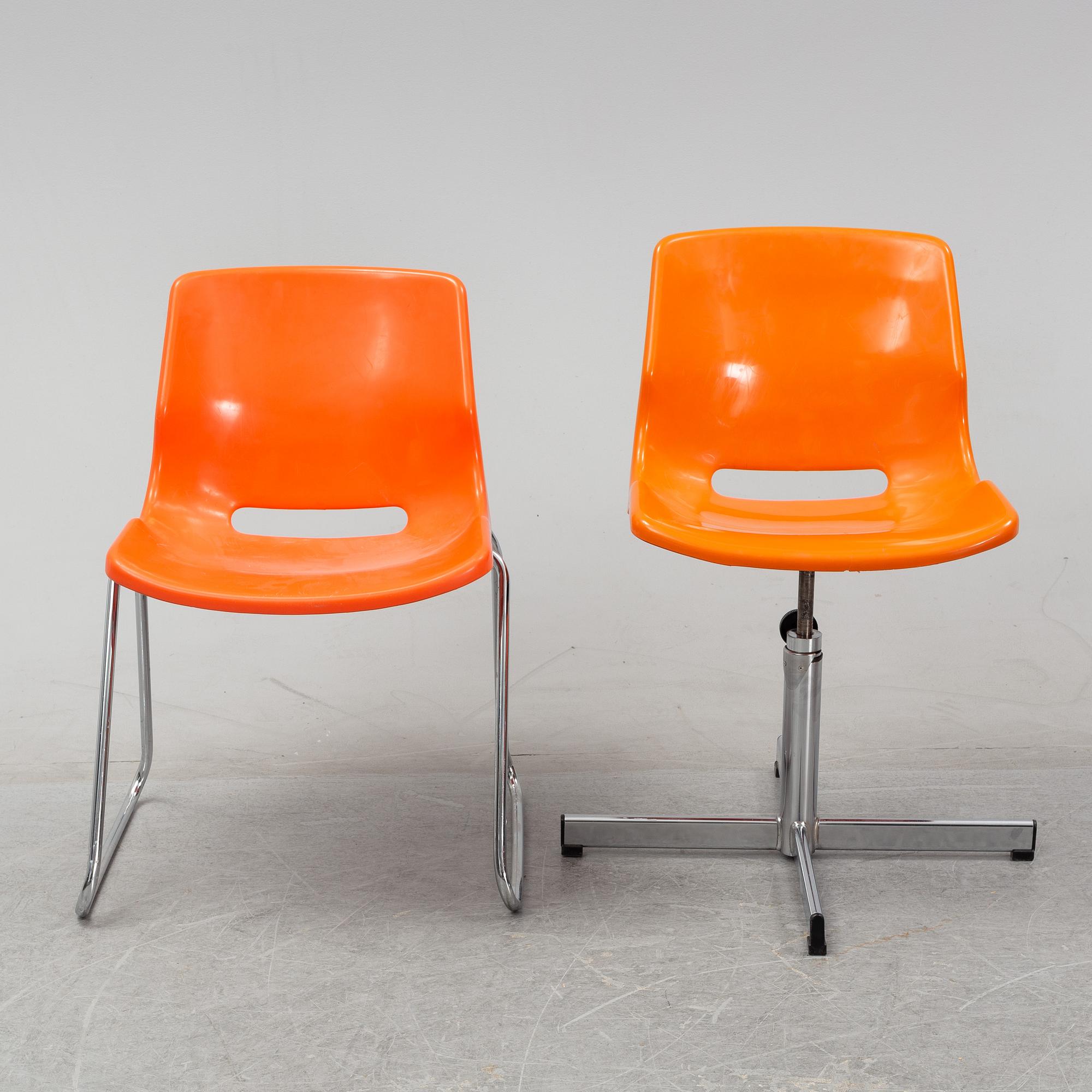 Svante Schöblom, snurrstolar, ett par, "Snurre", stolar, 4 st, "Snille", 1970-tal.