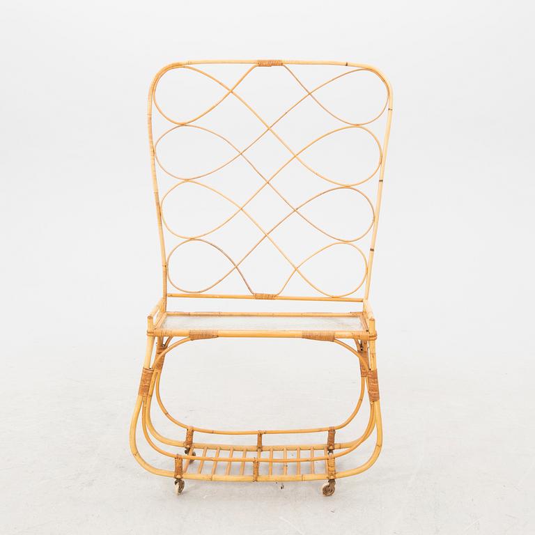 A 1940/50s bamboo and rattan flower table.