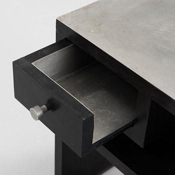An Uno Åhrén black lacquered birch and pewter side table, Svenskt Tenn, Stockholm ca 1930.