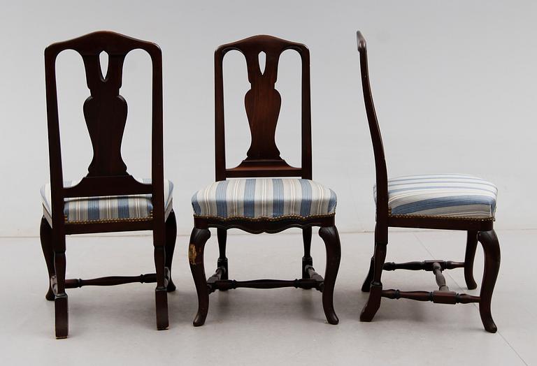STOLAR, 3 st, senbarockstil, 1900-talets andra hälft.