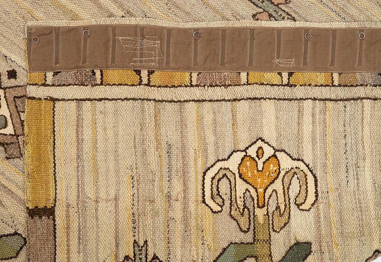 Polly Björkman, a tapestry weave drape, c. 259 x 165 cm, signed TPB.