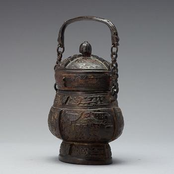 An archaistic bronze vessel of You shape, Ming dynasty or older.