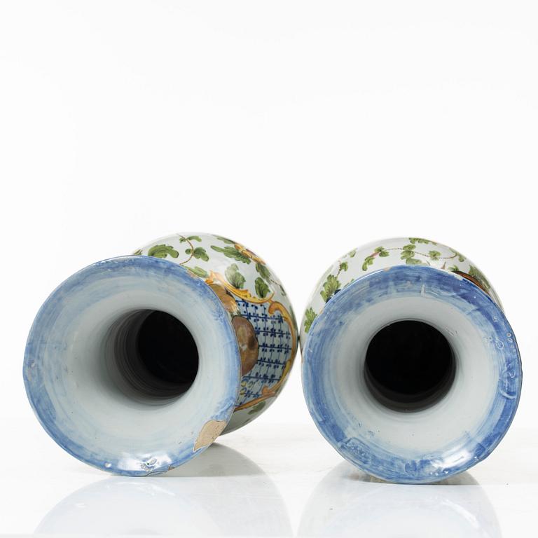 A pair of faience vases, Holland/France, 19th-20th century.