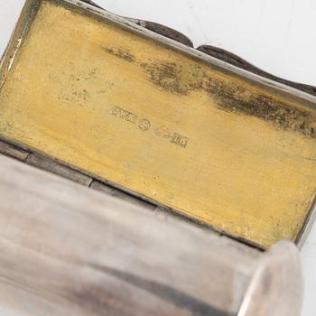 Five Swedish Silver Boxes, 19th Century.