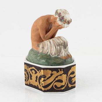 Gerhard Henning, A crying Faun porcelain figurine, Royal Copenhagen, Denmark, 1920's.