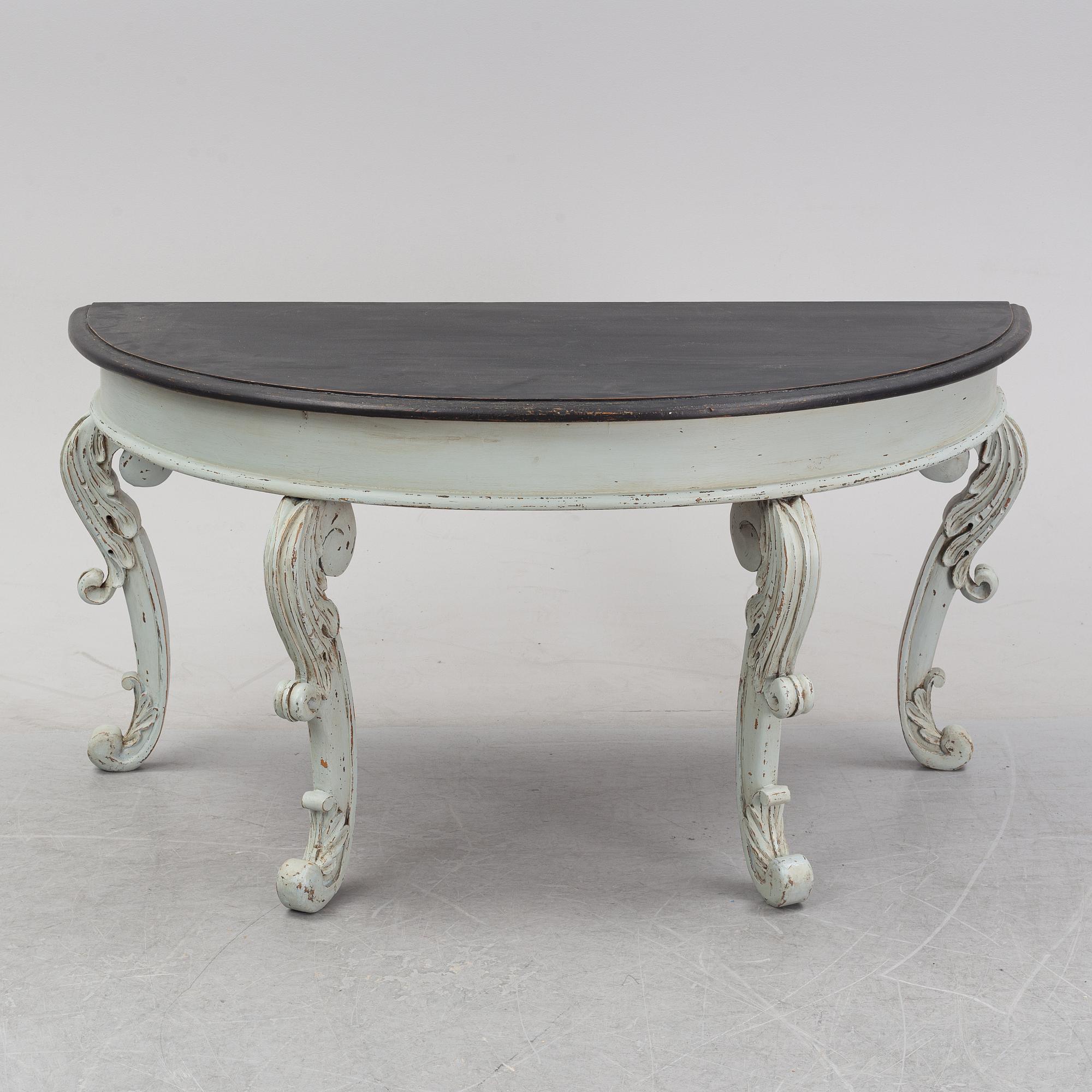 A painted table with carved legs, Härjedalen, second half of the 19th Century.