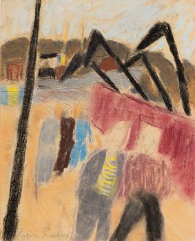 Karin Parrow, chalk drawing, signed.