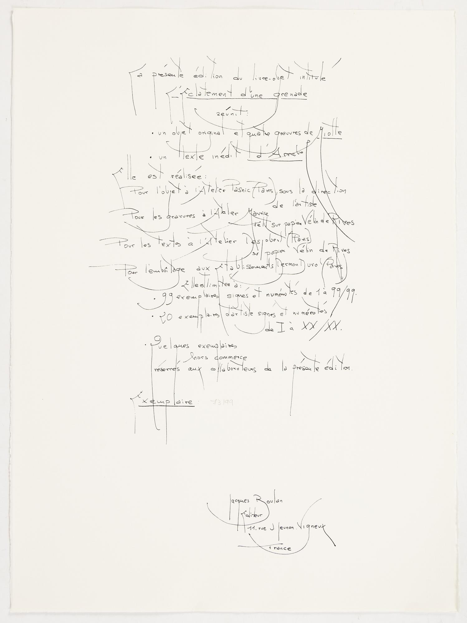 Jean Miotte, mapp med 4 färgetsningar, signerade 73/99. Omslaget är blandteknik och collage.