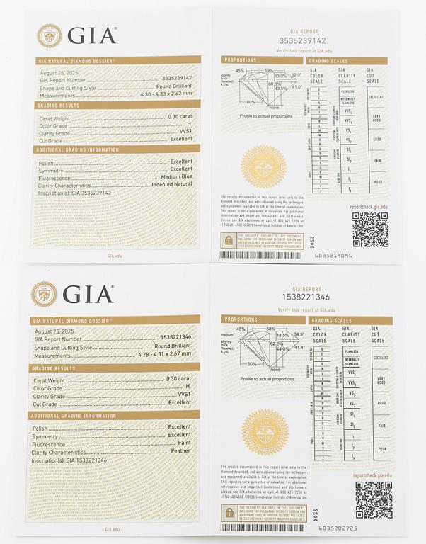 Earrings, a pair, 18K gold with brilliant-cut diamonds.