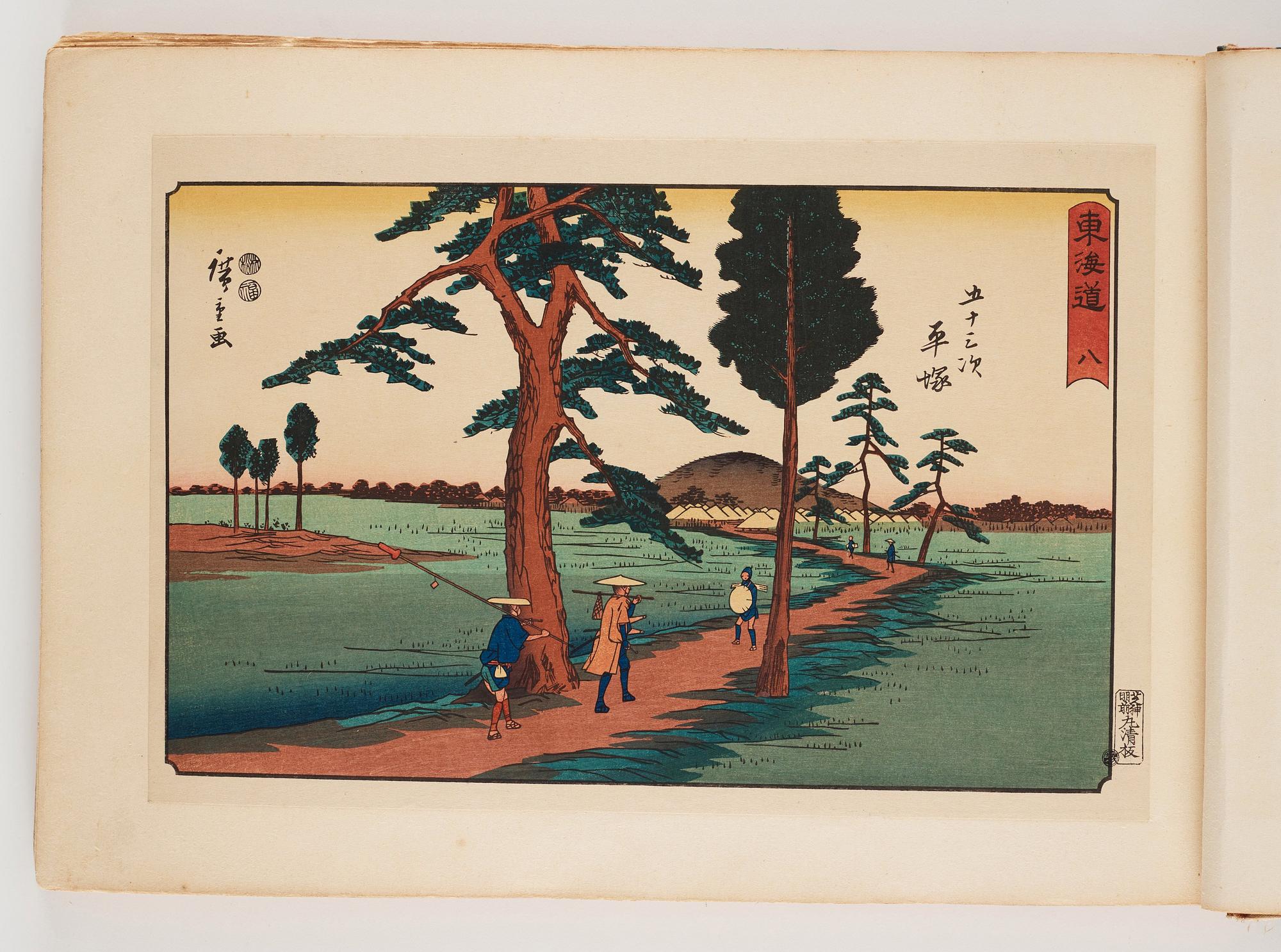 An album with Japanese woodblock prints after Ando Utagawa Hiroshige (1797-1858), mid 20th Century. (37 prints).