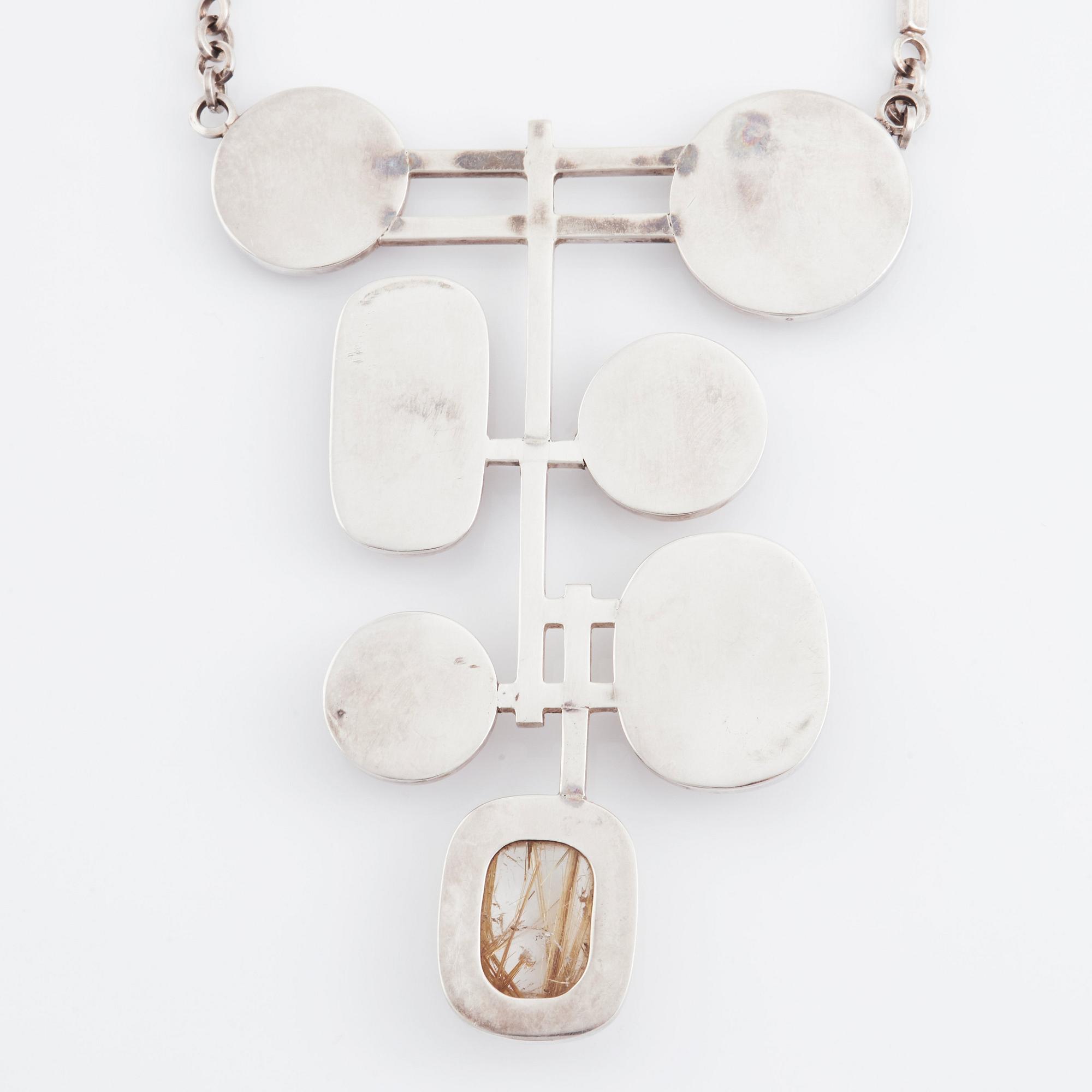 Claës Giertta, collier silver med rutilkvarts, Stockholm 1967.