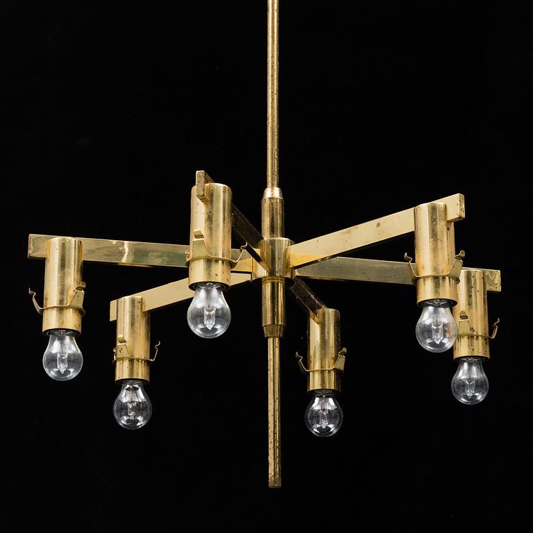 HANS-AGNE JAKOBSSON, a brass ceiling light,  T348/6, Markaryd, 1960s.