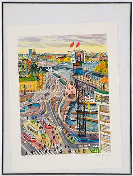 Mona Huss Walin, Utsikt över Stockholm från Slussen.