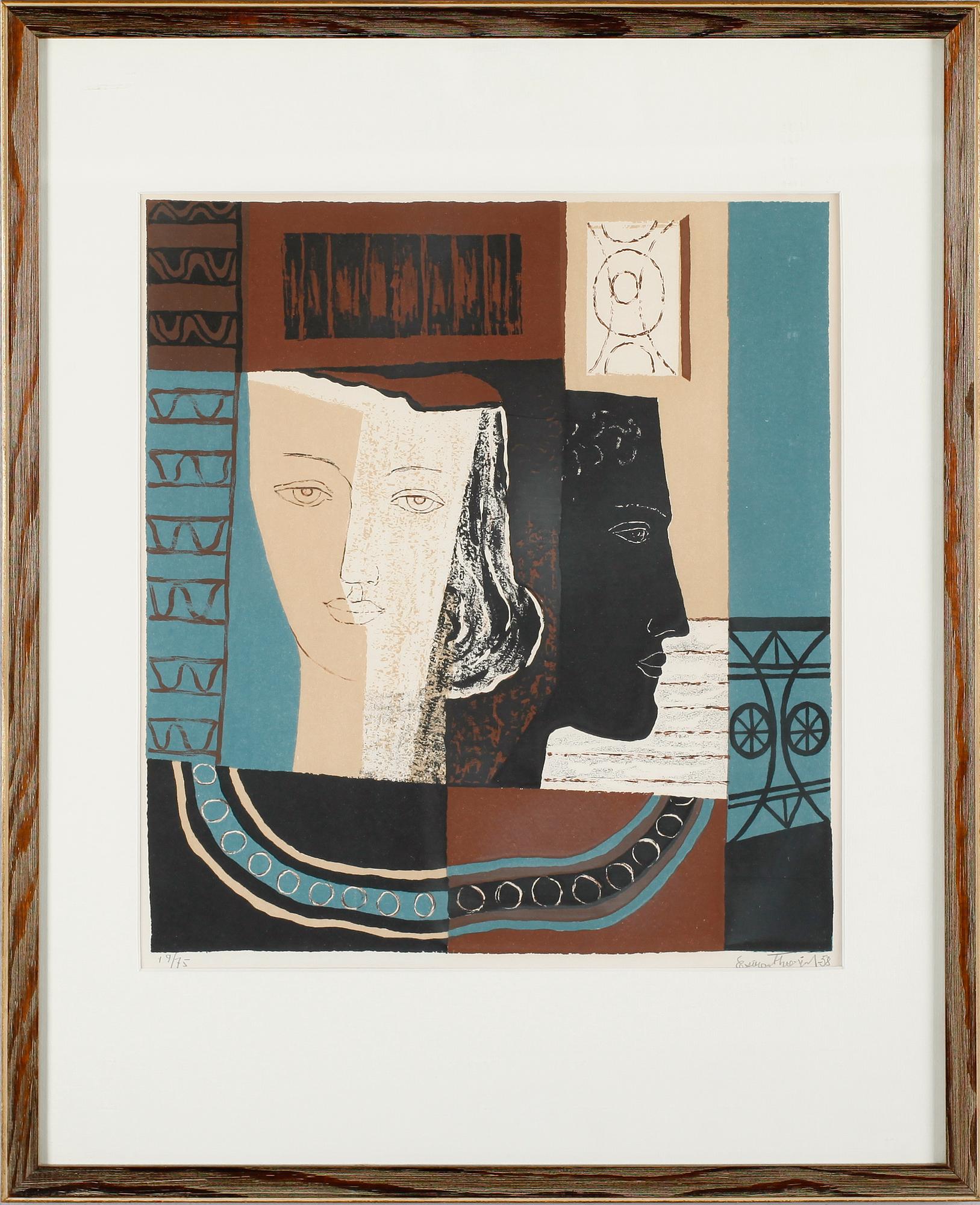 ESAIAS THORÉN, färglitografi, signerad, daterad -58 och numrerad 19/75.