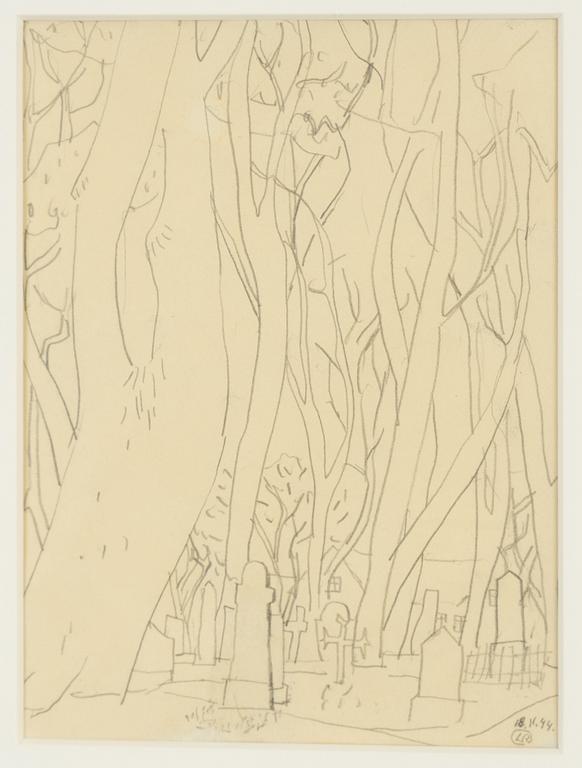 Lennart Rodhe, blyertsteckningar, 4 st, samramade, signerade och daterad -44.