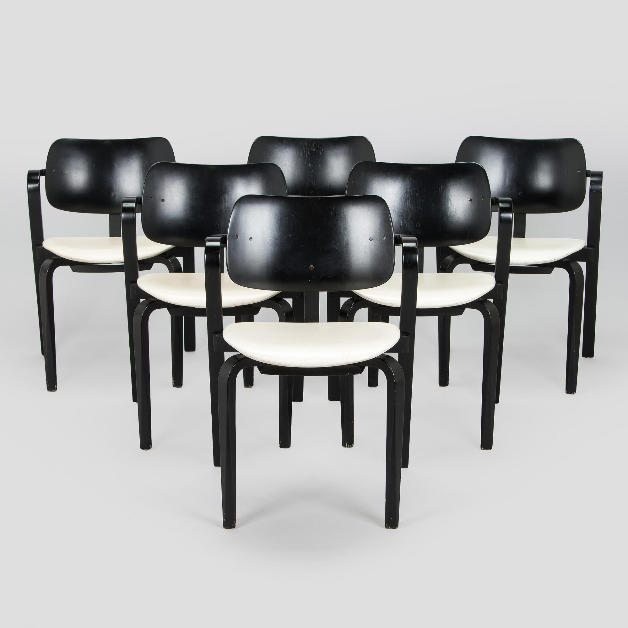 Ilmari Tapiovaara, a set of six 1960s 'Aslak' armchairs for Asko, Finland.