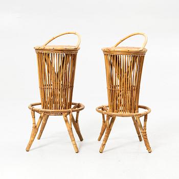 Bar stools, a pair, Colonial style, 20th century.
