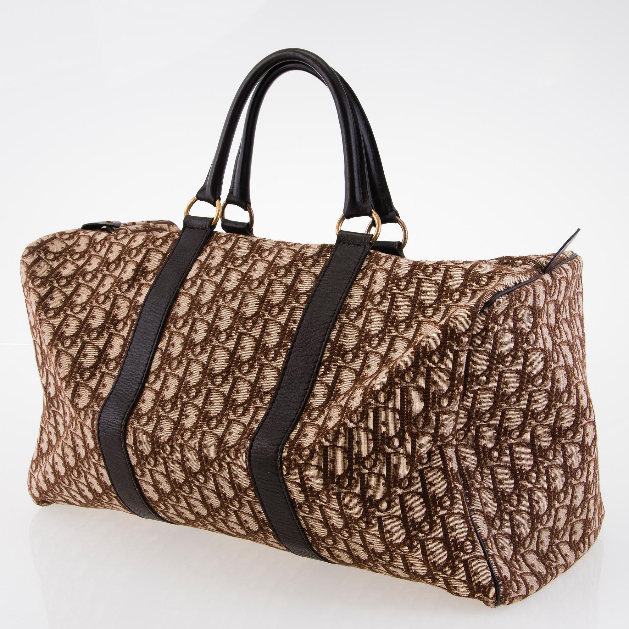 CHRISTIAN DIOR Vintage Brown Logo Weekend Bag.