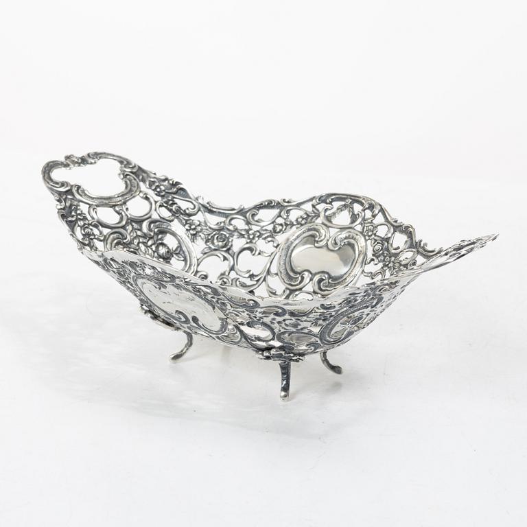 Footed bowl, silver, Rococo style, Swedish import mark, early 20th century.