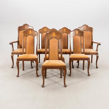 Chairs 6 pcs and armchairs a pair Jugend early 20th century.