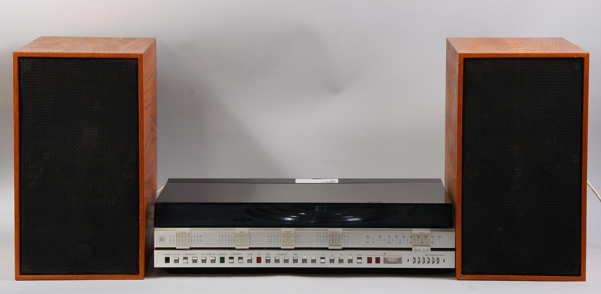 STEREO MED HÖGTALARE, 3 delar, Bang & Olufsen. Tidigt 1970-tal.