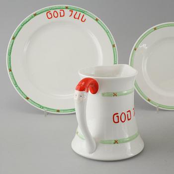 JULSERVIS, 27 delar, porslin, "God Jul" / "Old Gustavsberg", Rörstrand, sent 1900-tal.
