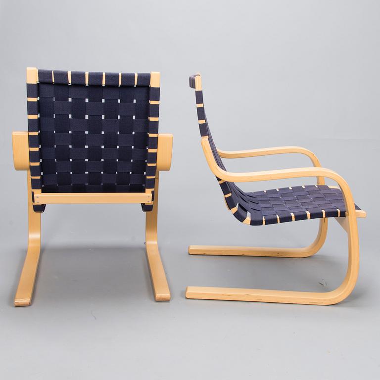 ALVAR AALTO, Pair of late 20th century '406' armchairs for Artek.