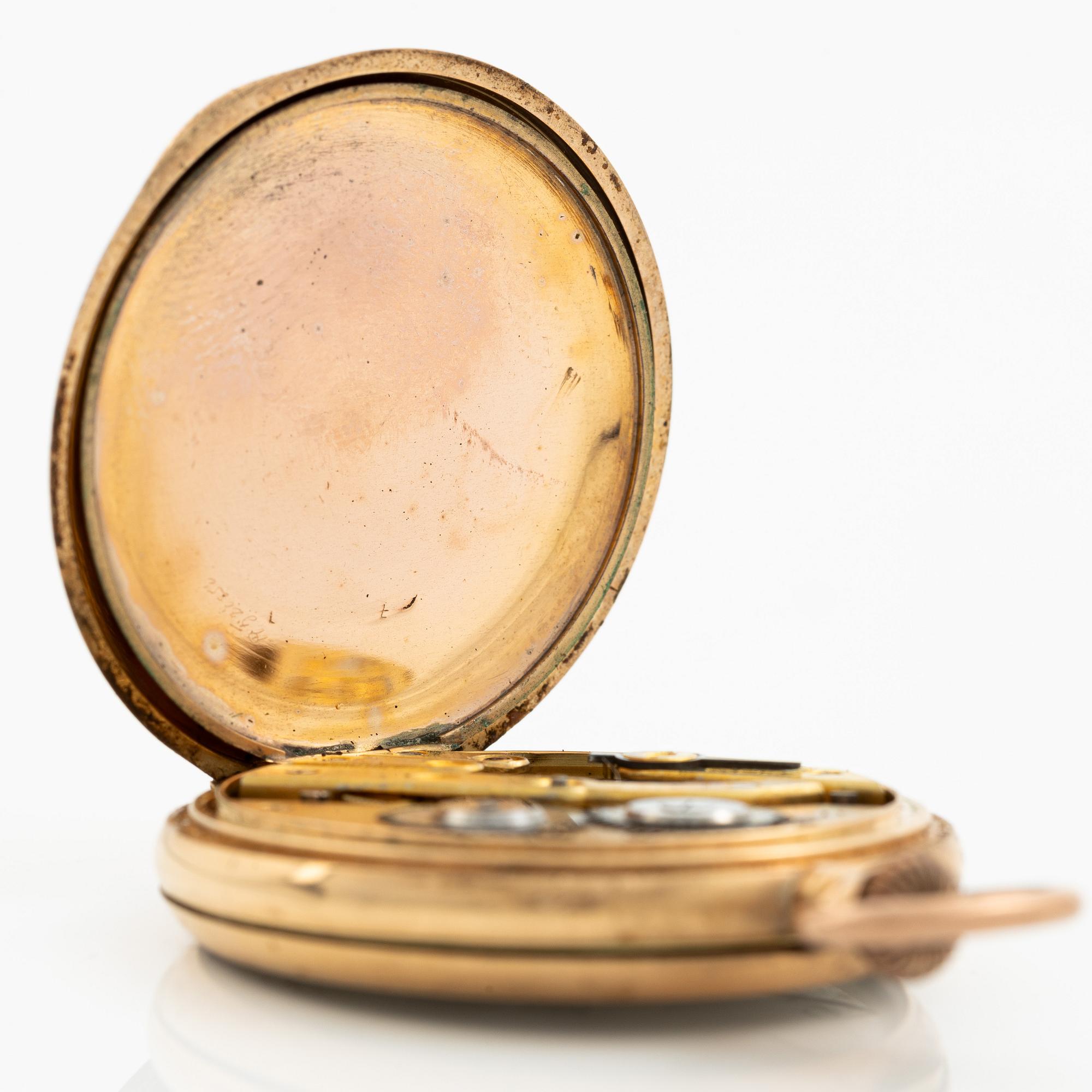 Pocket watch, 14K gold, 36 mm.