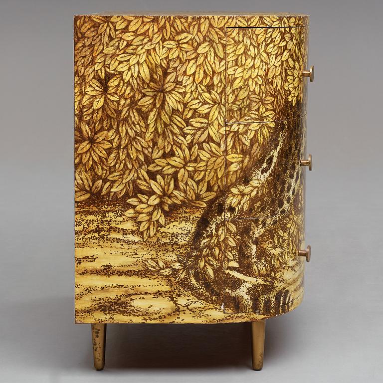 Piero Fornasetti, a "Leopardo" chest of drawers, Ateliers Fornasetti, Milan 1950-60's.