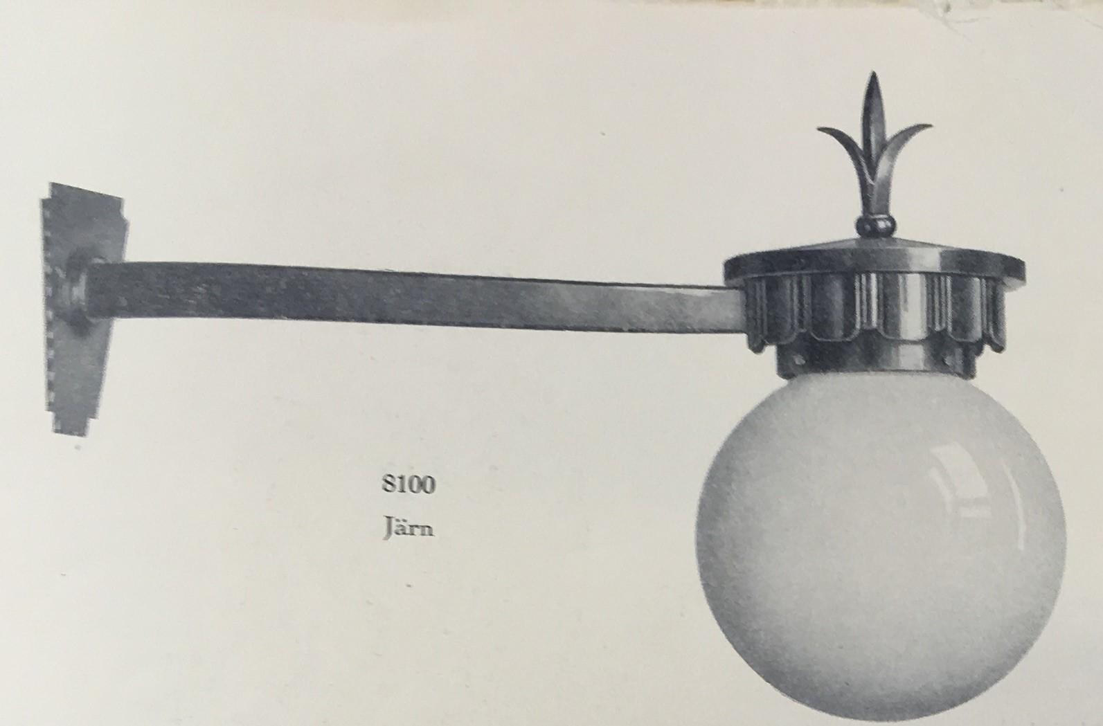 Harald Notini, a pair of large wall lamps,  model "8100", Arvid Böhlmarks Lampfabrik, 1920-30s.