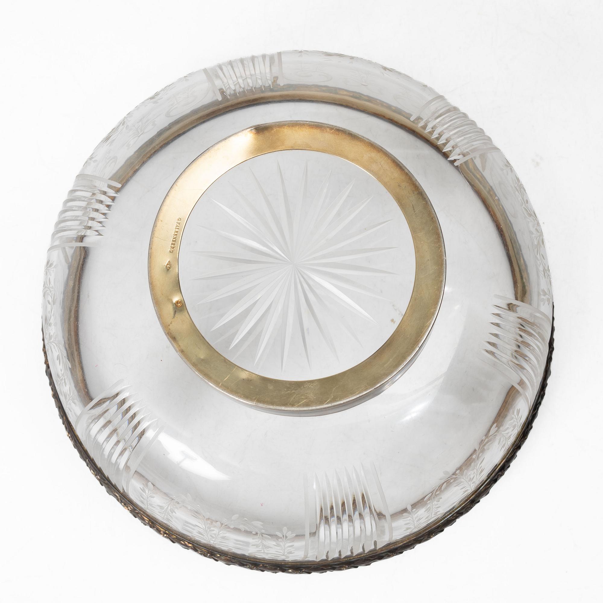 A French silver and glass bowl, mark of Georges Falkenberg, Paris, early 20th century.