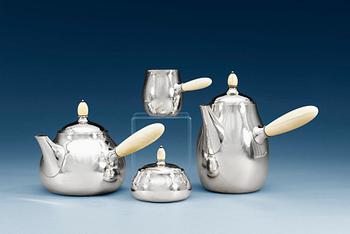 916. A GEORG JENSEN set of 4 pcs of tea and coffee service, Copenhagen 1945-77, sterling, design nr 80 A, B, C.