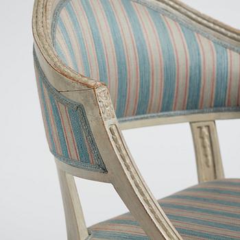 A pair of late Gustavian armchairs from the first half of 19th century.