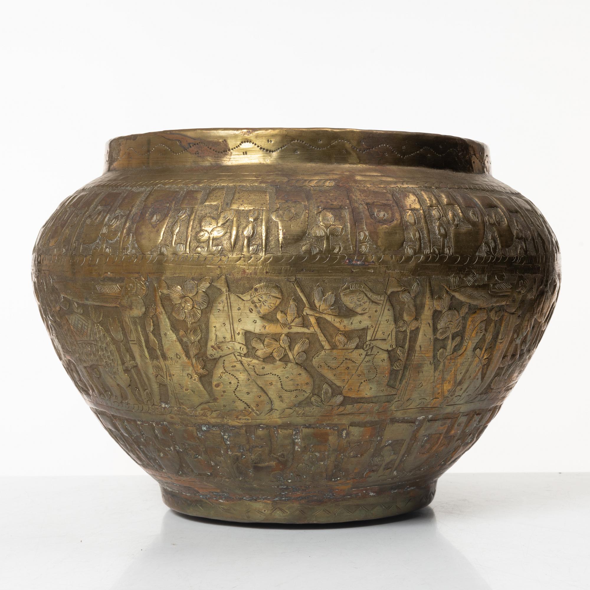 Two brass egyptian revival vessels, early 20th century.