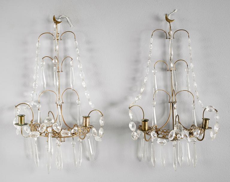 VÄGGLAMPETTER, 1 par, gustaviansk stil, 1900-talets första hälft.