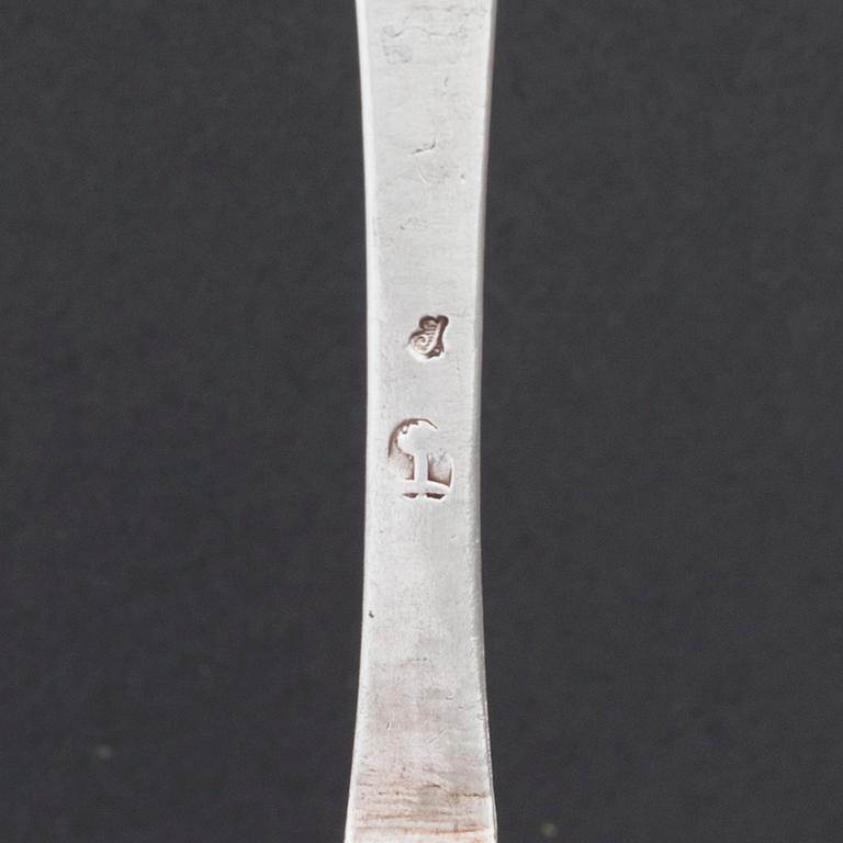 An 18th century silver spoon, unidentified marks.