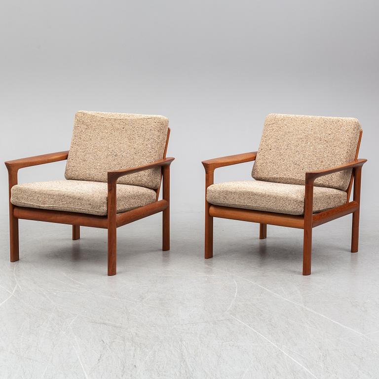 A pair of Sven Ellekaer ’Borneo’ easy chairs, for Komfort Denmark, second half of the 20th century.