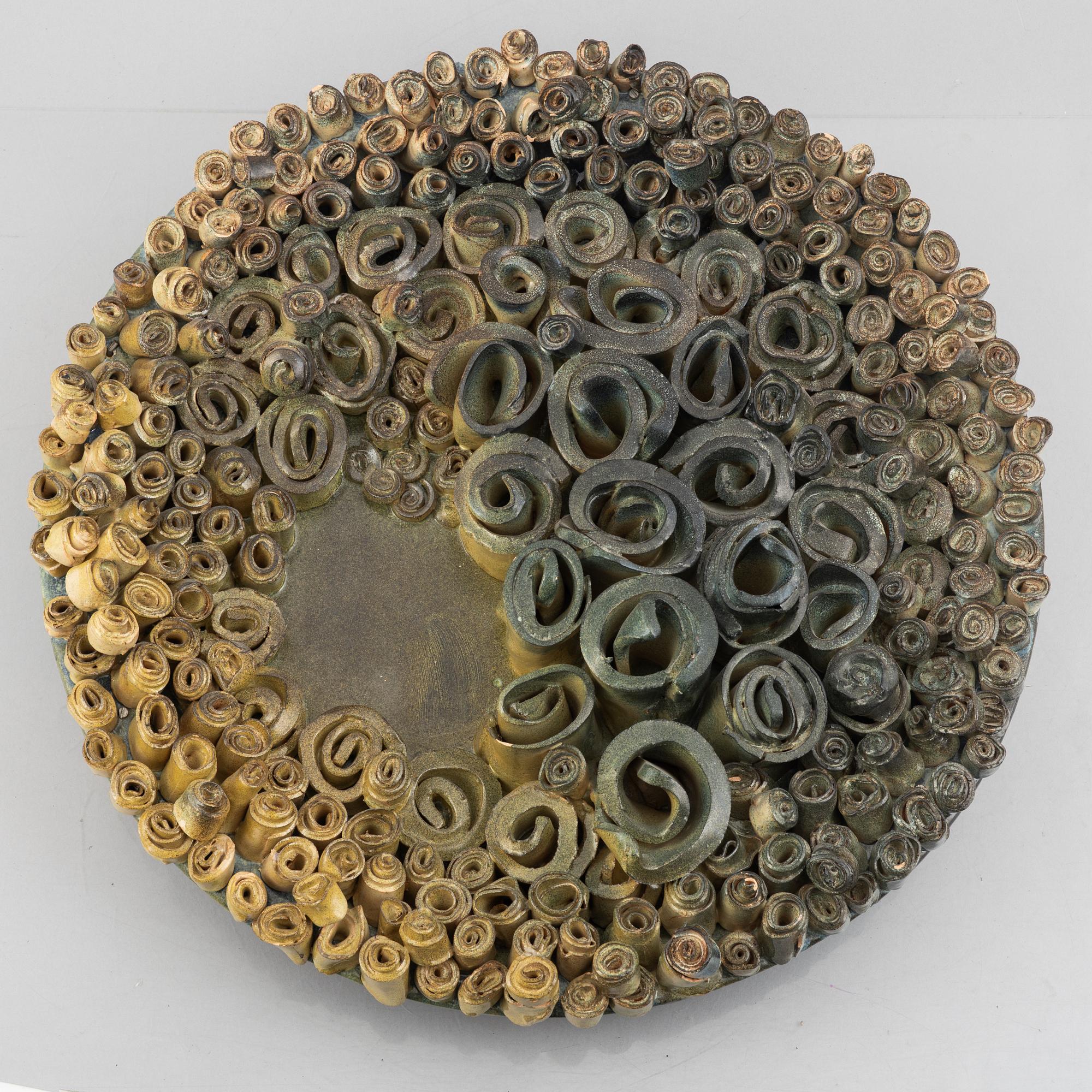 Vivi Calissendorff, a stoneware wall relief, signed, 1971.