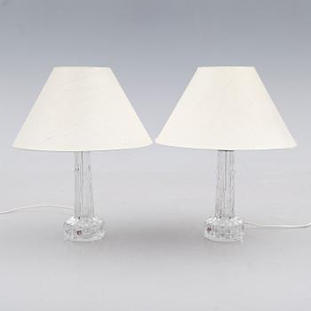BORDSLAMPOR, 1 par, glas, Carl Fagerlund, Orrefors.