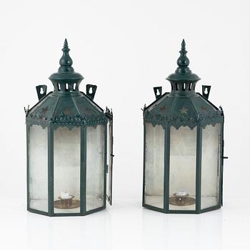 Wall sconces, a pair, circa 1900.