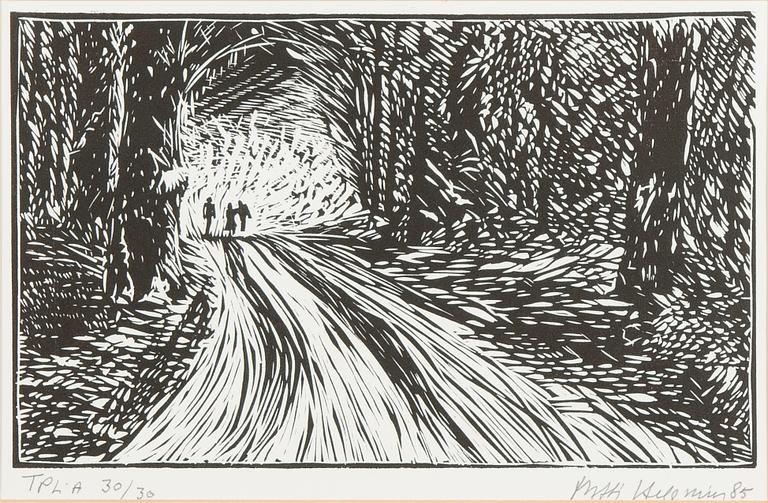 MATTI HELENIUS, träsnitt, signerad och daterad -85, numrerad 30/30.