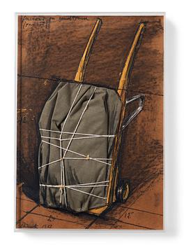 1157. Christo & Jeanne-Claude, "Package on a hand truck (Project)", 1973.