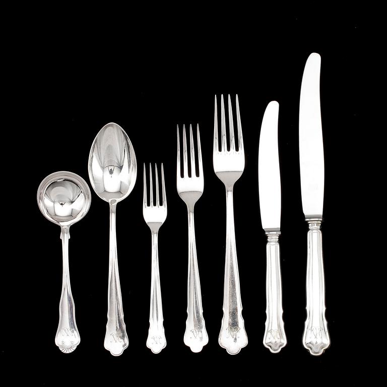 BESTICK, silver, 80 delar, bla Guldsmeds aktiebolaget, Stockholm, mestadels 1953. Totalvikt ca 3446 gram.