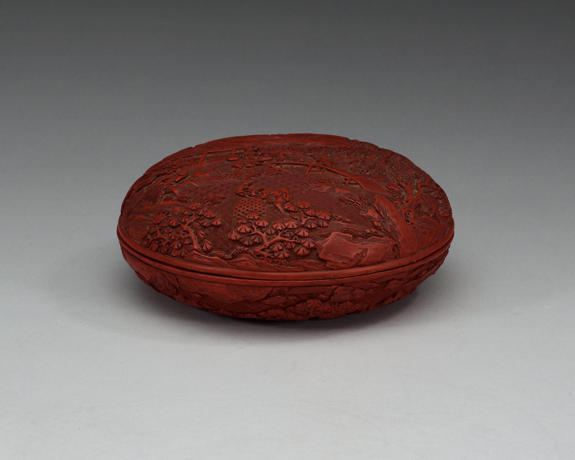 ASK med LOCK, röd lack. Qing dynastin (1644-1912).