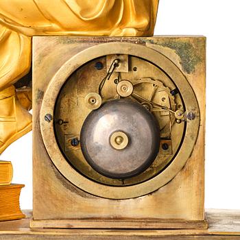 A French Empire mantle clock, early 19th century.