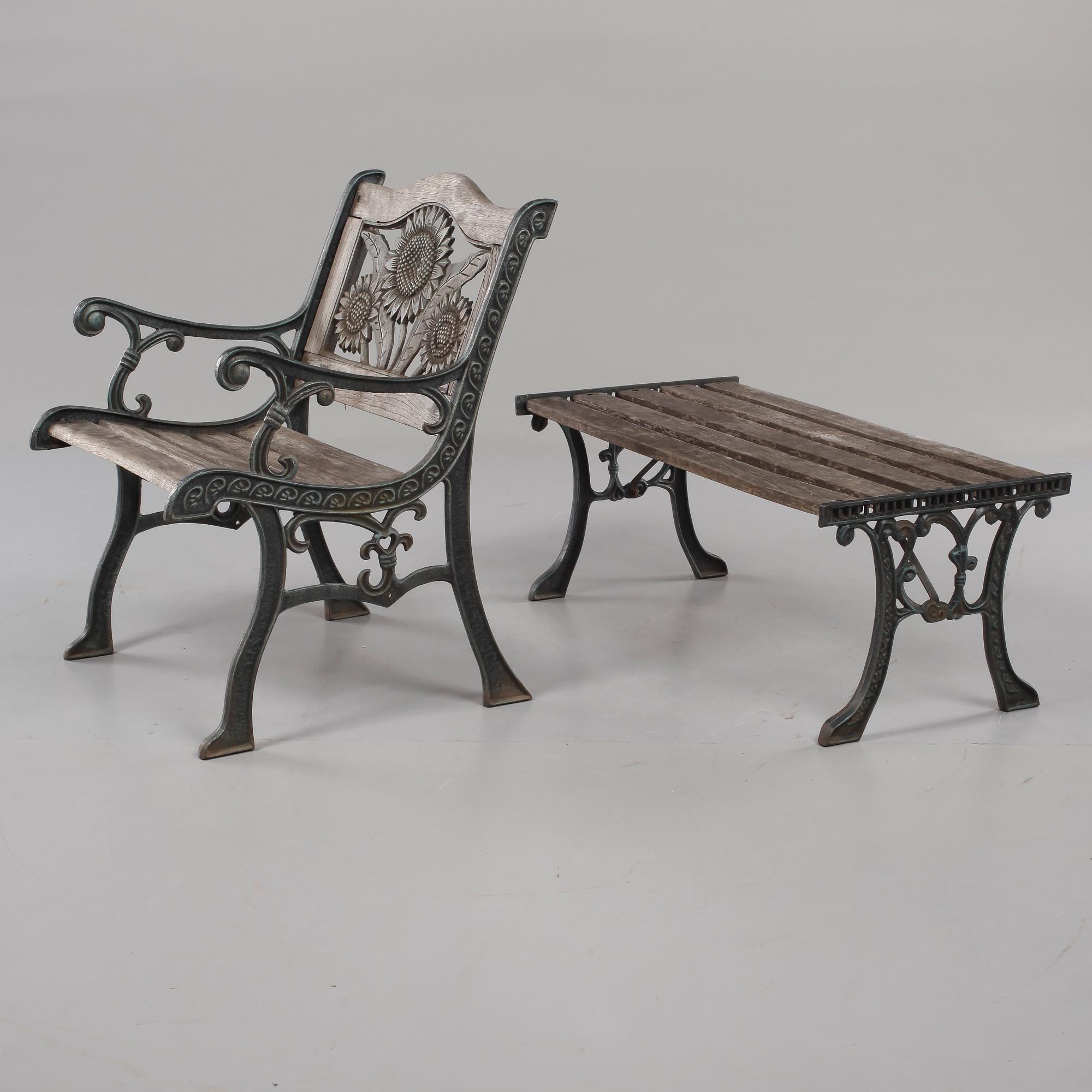 BÄNK samt KARMSTOL, sent 1900-tal.