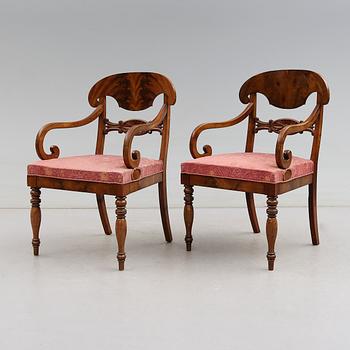 KARMSTOLAR, 1 par, senempire, 1800-talets första hälft.