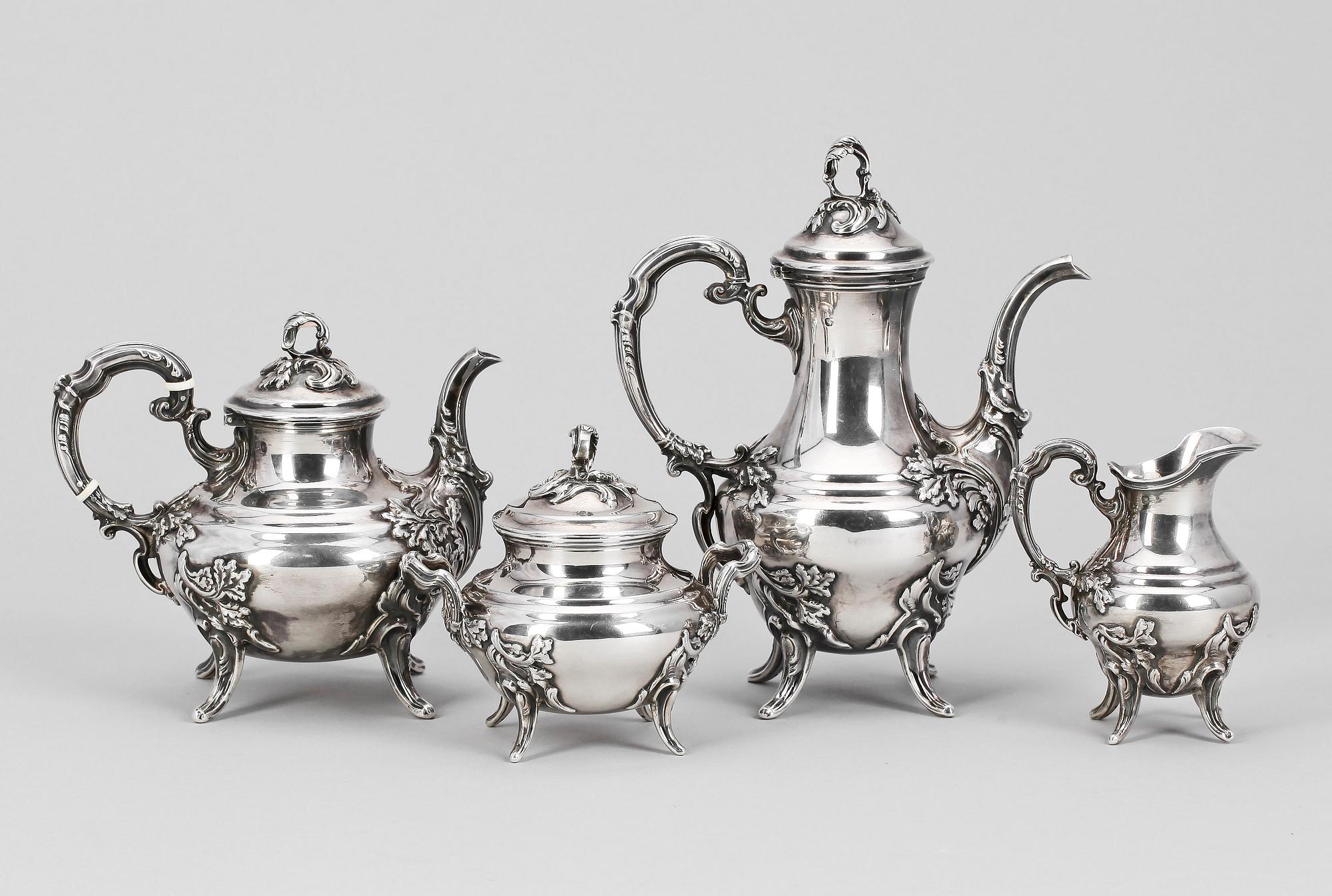 SERVIS, 4 delar, silver, svenska importstämplar, 1900-talets andra hälft. Tot vikt ca 783g.