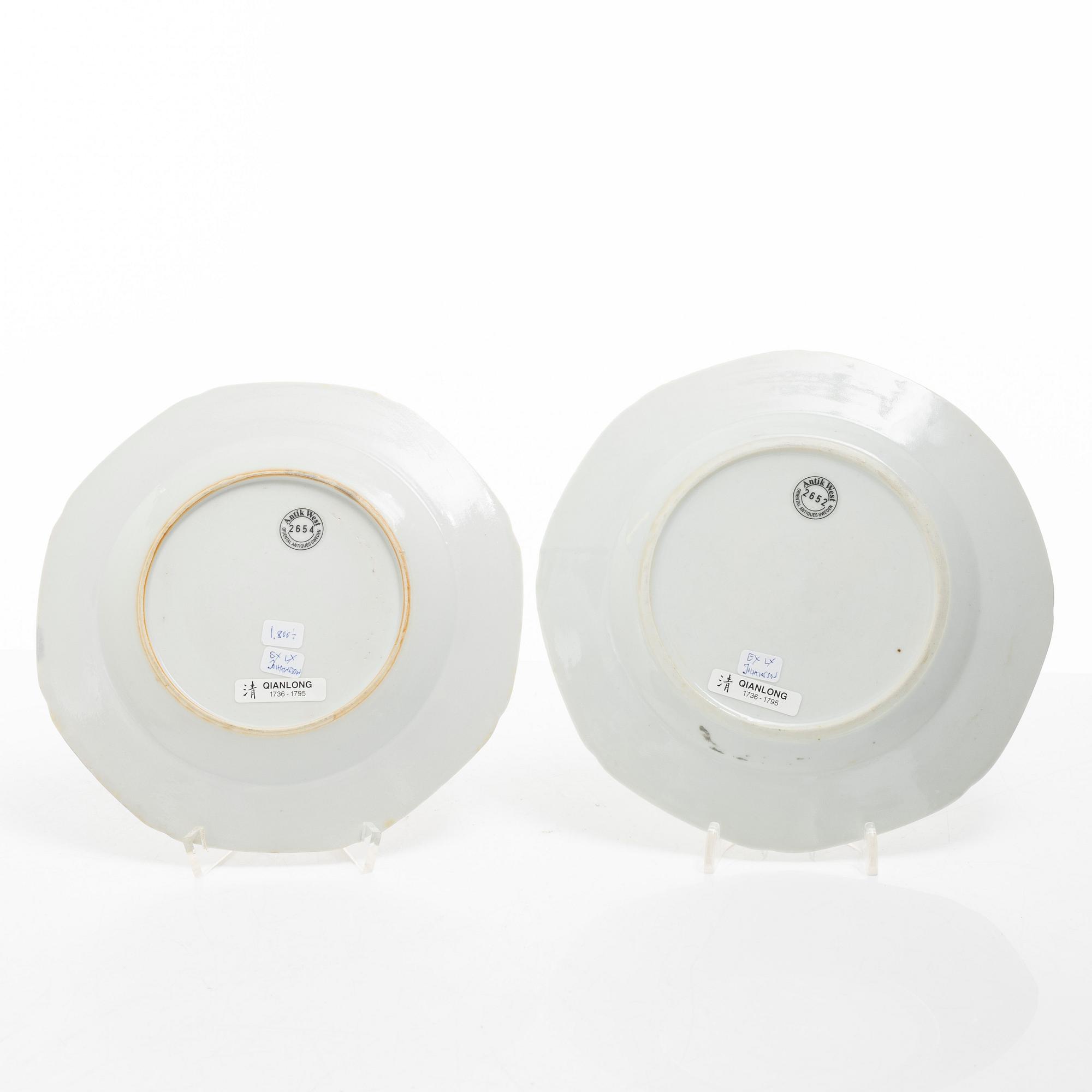 Assietter, 9 st, porslin, Kina, Qianlong (1736-95).